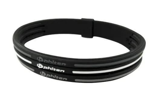Phiten Rakuwa Armbånd 3 Line Sort 17 cm 