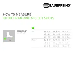 Bauerfeind Outdoor Merino Mid Cut Socks Herre, Moss Green, Str. 38-41