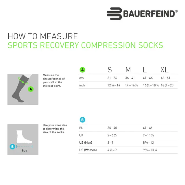 Bauerfeind Sports Recovery Comp Socks Sort, Str. 35-40 Small 