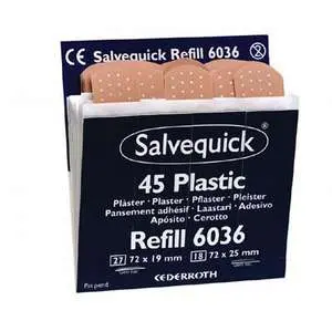 Salvequick Plastplaster 45 stk refill 6 stk i esken