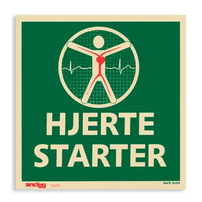 Sn&#248;gg Skilt Hjertestarter 20 x 20 cm