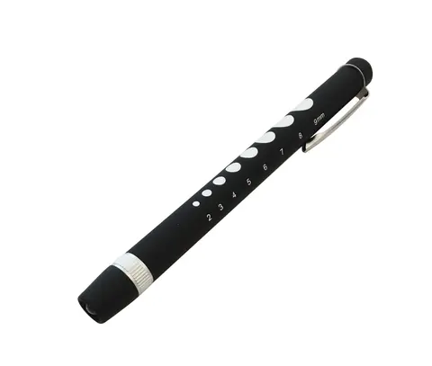 Pennelykt Med Puppilskala. Metall. LED Forkrommet Messing i Etui